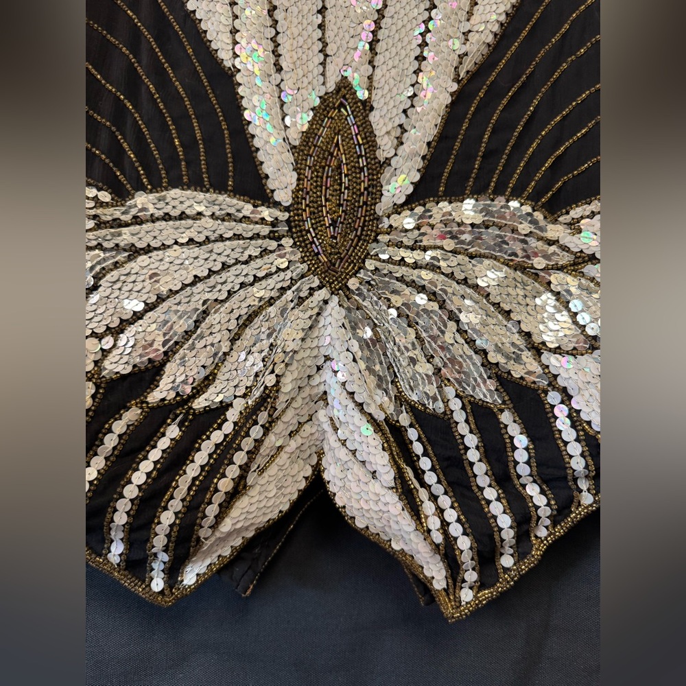 Vintage Sho Max Originals New York Glam 100% Silk Sequined top Butterfly Costume - Picture 6 of 11